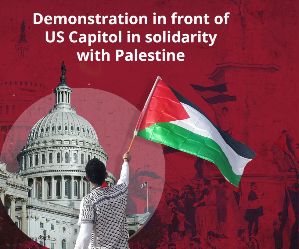 Protest in front of US Capitol in solidarity with Palestine