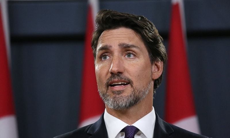 In this file photo, Canadian Prime Minister Justin Trudeau speaks during a news conference in Ottawa, Canada in 2020. (AFP)