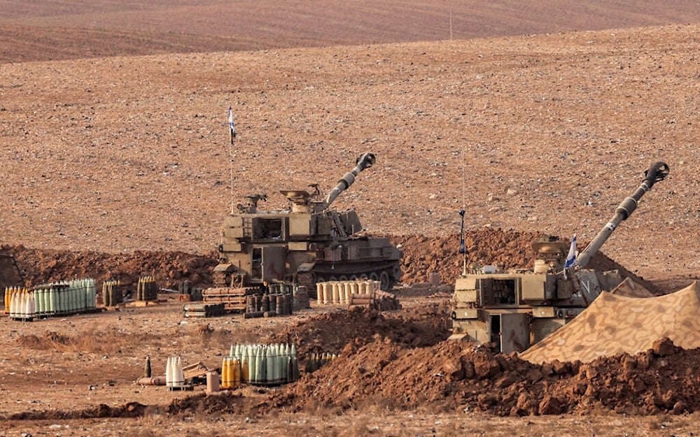 Israeli army artillery howitzers are stationed in southern ‘Israel’ on November 1, 2023 (AFP)