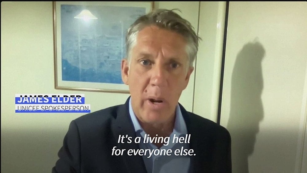 UNICEF Spokesperson James Elder speaks during a press conference in Geneva on October 31, 2023. (Video screengrab)