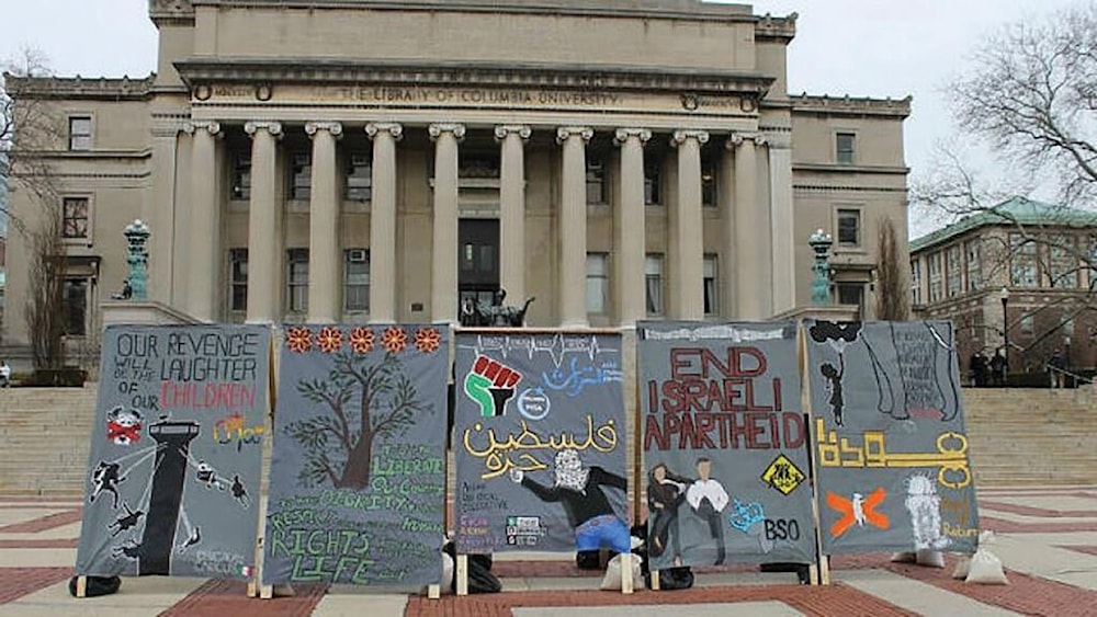 A mock apartheid wall at Columbia University. (AFP)