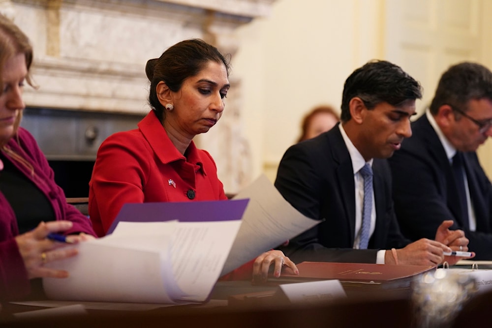 Britain's Prime Minister Rishi Sunak hosts a policing roundtable at 10 Downing Street, London, October 12, 2023 (AP)