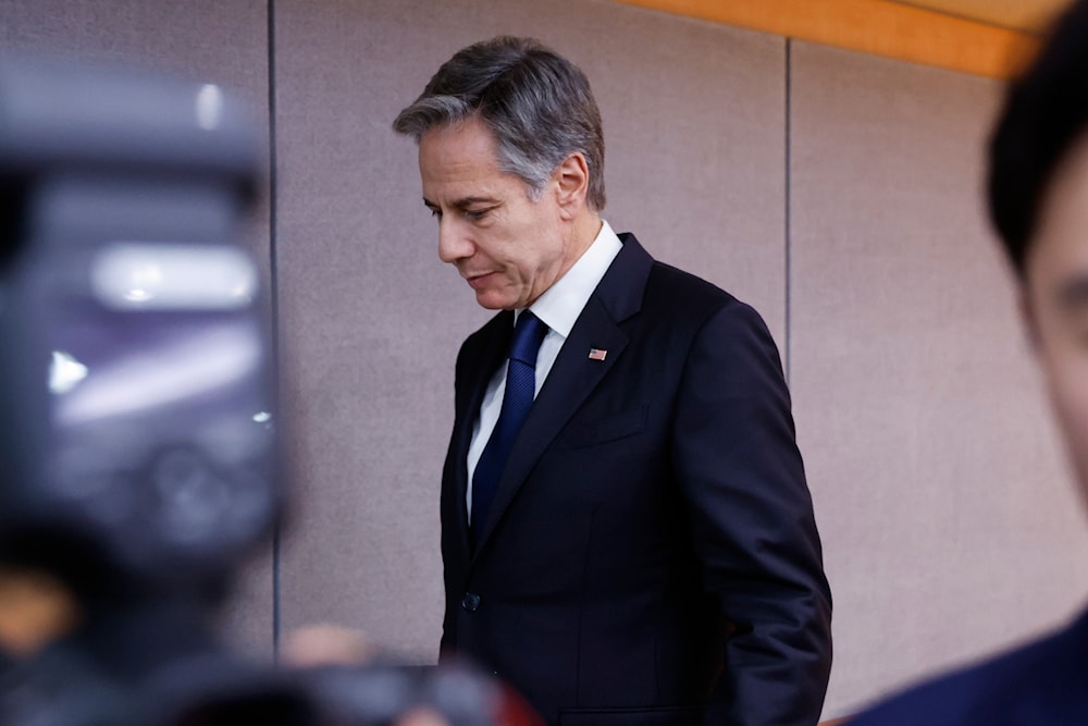 US Secretary of State Antony Blinken walks after his joint news conference with South Korean Foreign Minister Park Jin after their meeting at the foreign ministry in Seoul, South Korea, Thursday, Nov. 9, 2023. (AP)