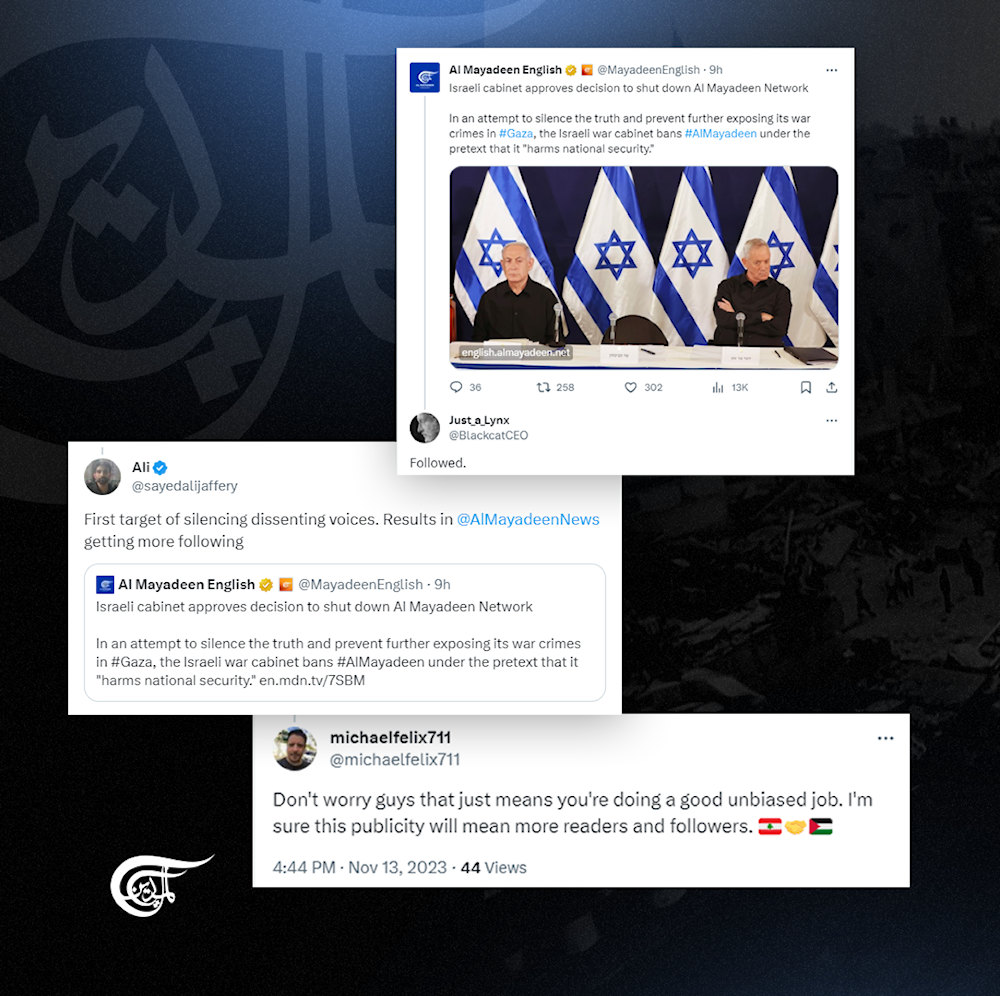 Social media users stand with Al Mayadeen against Israels ban