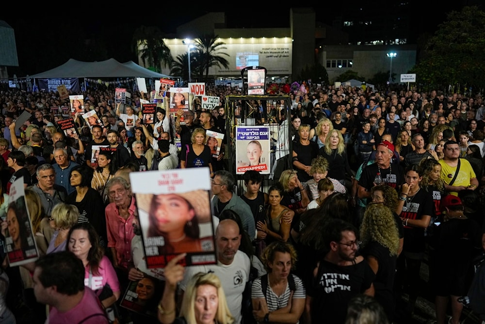 People attend a rally calling for the return of the Israeli captives in Gaza, in 