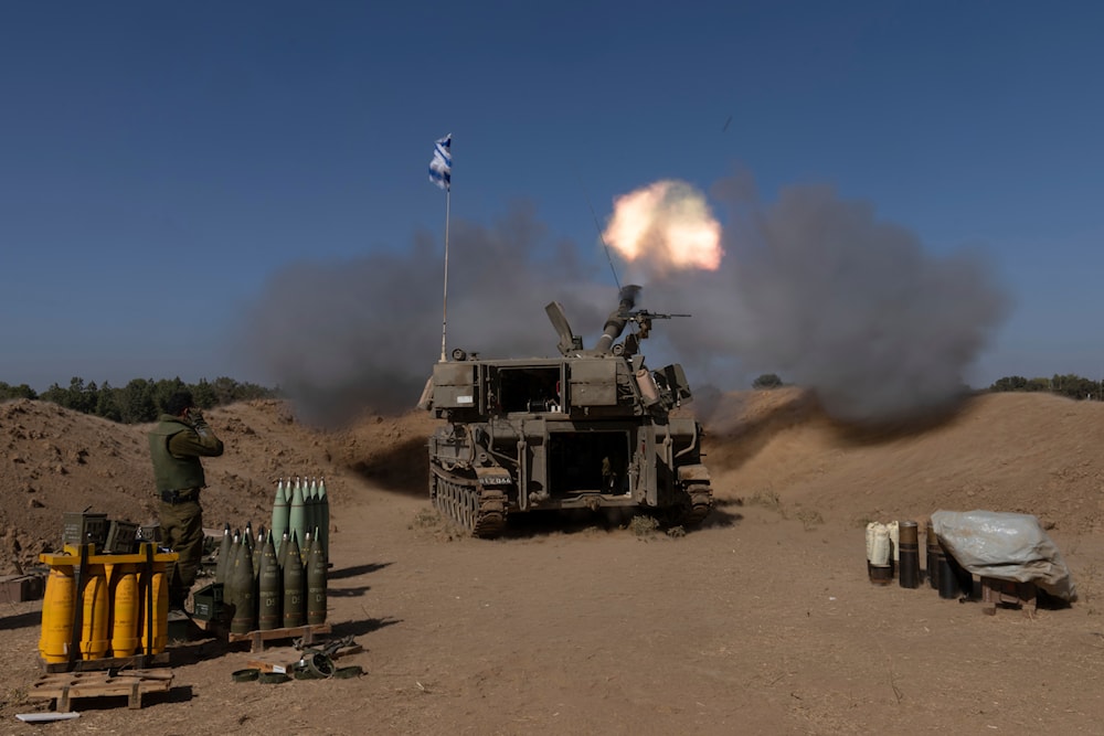 An Israeli mobile artillery unit fires a shell from southern Israel towards the Gaza Strip, in a position near the Israel-Gaza border, Monday, Nov. 06, 2023. (AP)