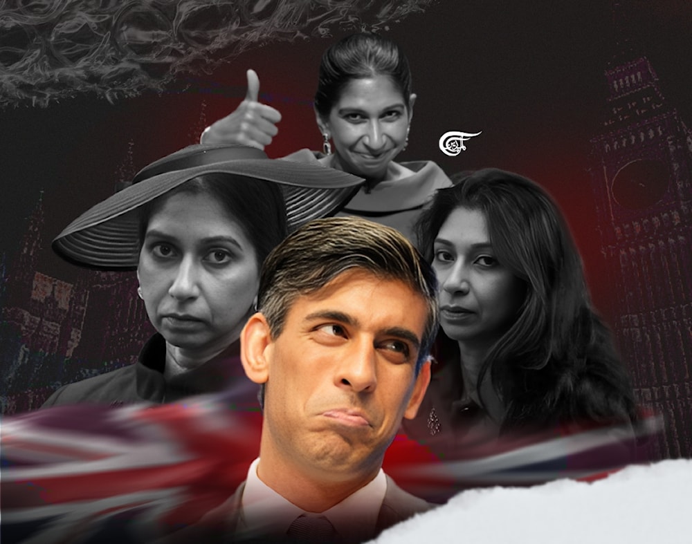 It appears that Mr. Sunak had already decided to sack her even before the events that hastened her departure. (Al Mayadeen English; Illustrated by Zeinab ElHajj)