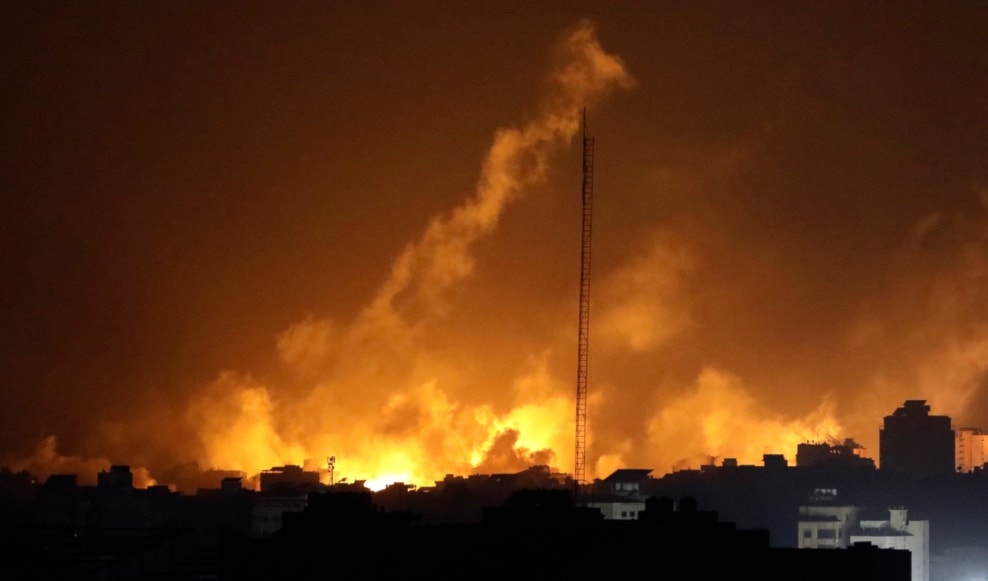 Raids by the Israeli Occupation Forces light up the night sky in northern Gaza Strip, Saturday, Nov. 4, 2023. (AP)