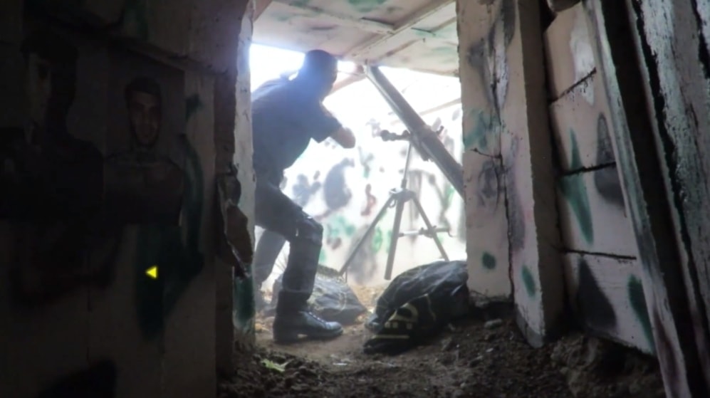 footage of palestenian fighters firing mortar shells-undated- (Palestinian Islamic Resistance military media)
