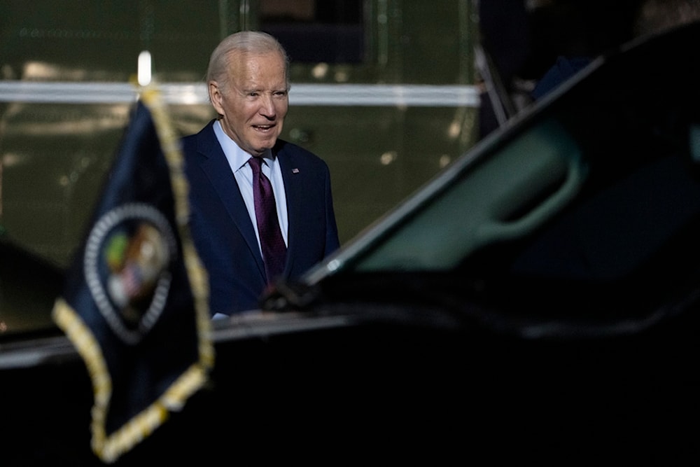 President Joe Biden arrives Delaware Air National Guard Base in New Castle, Delaware, November 17, 2023 (AP)
