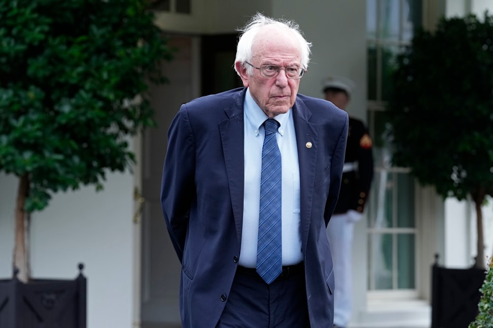Sen. Bernie Sanders, I-Vt., walks out of the West Wing of the White House in Washington, August 30, 2023 (AP)