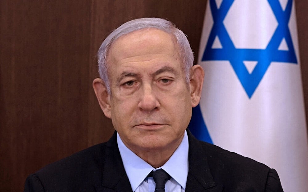 Israeli Prime Minister Benjamin Netanyahu chairs a cabinet meeting in occupied Al-Quds on August 27, 2023. (AFP)