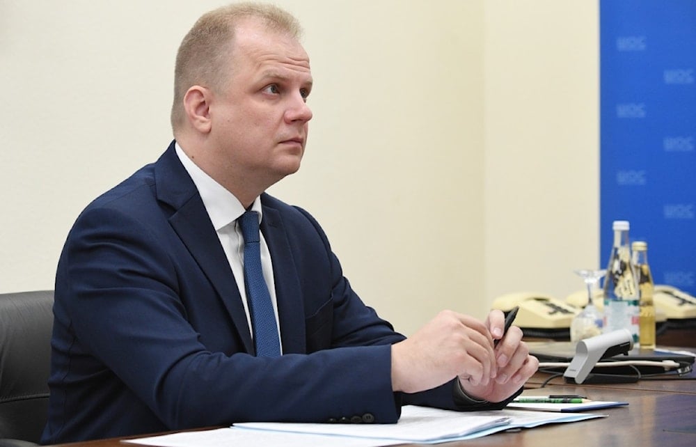 Alexander Venediktov, Deputy Secretary of the Russian Federation's Security Council, at the 15th Meeting of Security Council Secretaries of SCO Member States via video conference, September 15, 2020.  (SCO-Russia 2020)
