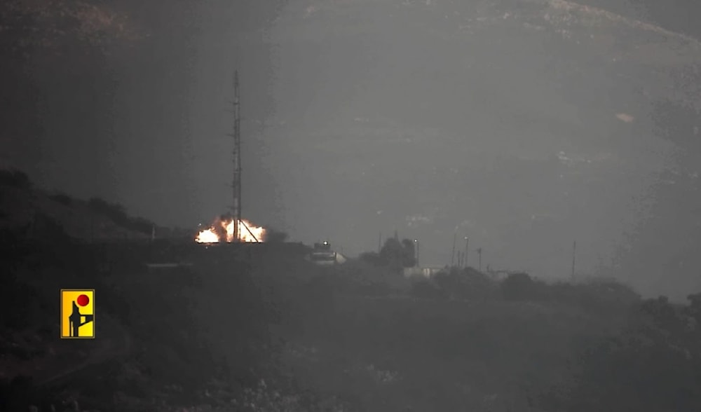A screenshot from the Lebanese Resistance Military Media video depicting the drone attack against an Israeli site at the Lebanese border. (Military Media)