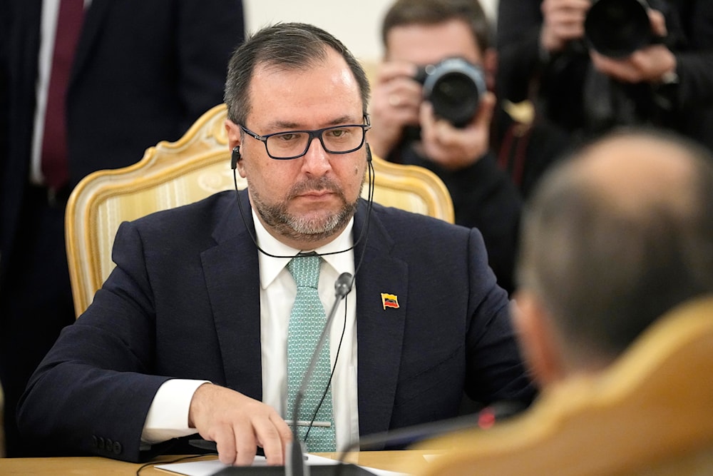 Venezuela's Foreign Minister Yvan Gil Pinto listens, during a meeting with Russian Foreign Minister Sergey Lavrov in Moscow, Russia, on Thursday, Nov. 16, 2023. (AP)