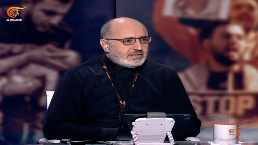 Chairman of the Board of Directors of Al Mayadeen Media Network Ghassan Ben Jeddou announces the martyrdom of fellow Al Mayadeen reporter Farah omar and photographer Rabih Rabih Al-Me'mari. (Al Mayadeen) 