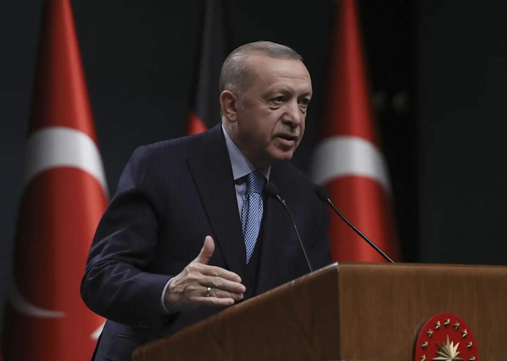 Turkish President Erdogan in a News Conference in Ankara, Turkey on May 14, 2022 (AP)