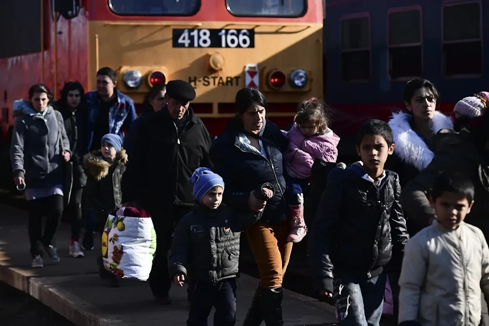 Ukrainian Refugees Arrive in Zahony, Hungary, photographed on Feb. 27, 2022 (AP)