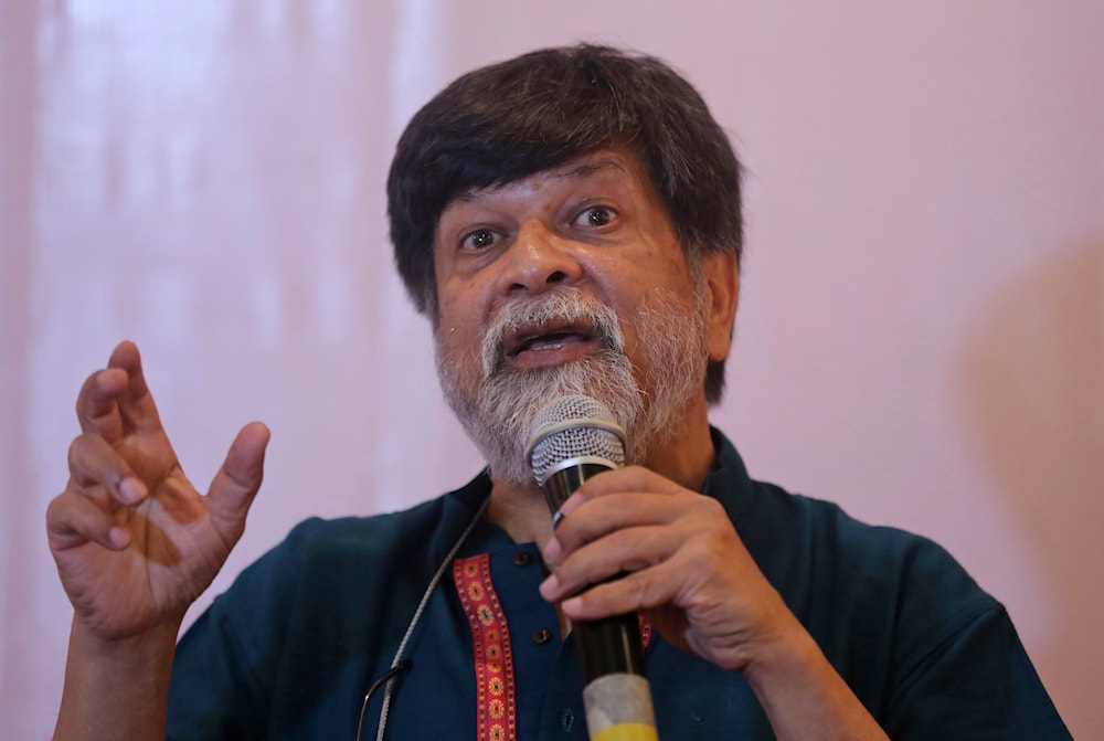 Bangladeshi photojournalist and social activist Shahidul Alam speaks during an event on Challenges of Contemporary Photojournalism in Mumbai ,India, Thursday, June 27, 2019. (AP)