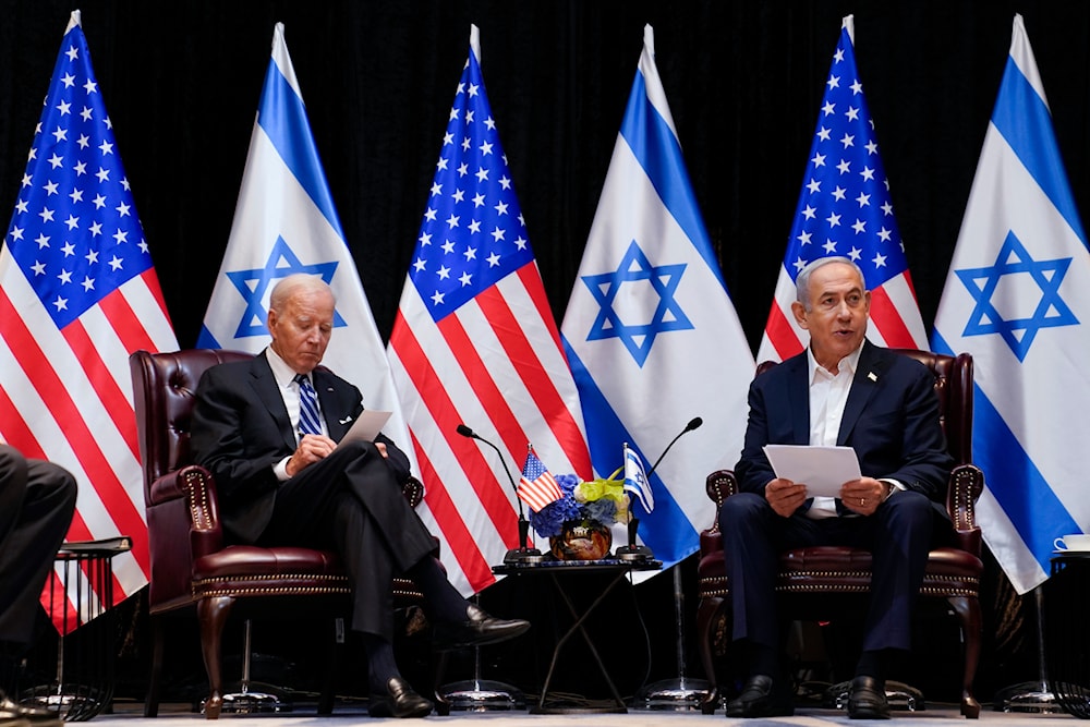 President Joe Biden and Israeli Prime Minister Benjamin Netanyahu participate in an expanded bilateral meeting with Israeli and U.S. government officials, Wednesday, Oct. 18, 2023, in 'Tel Aviv'. (AP)