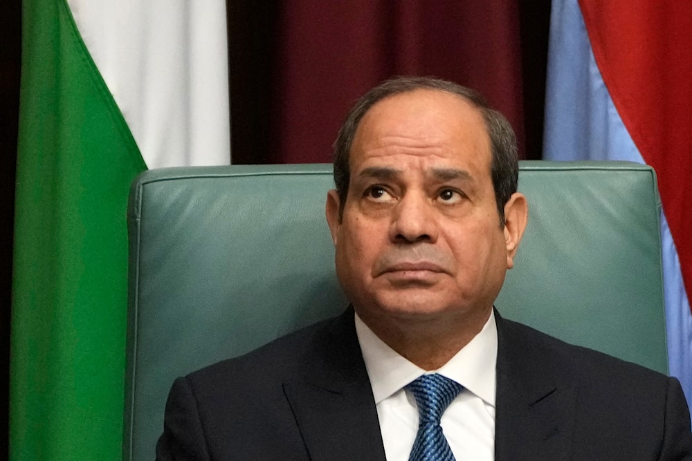Egyptian President Abdel Fattah el-Sissi, attends a conference to support Jerusalem at the Arab League headquarters in Cairo, Egypt, Sunday, Feb. 12, 2023 (AP)