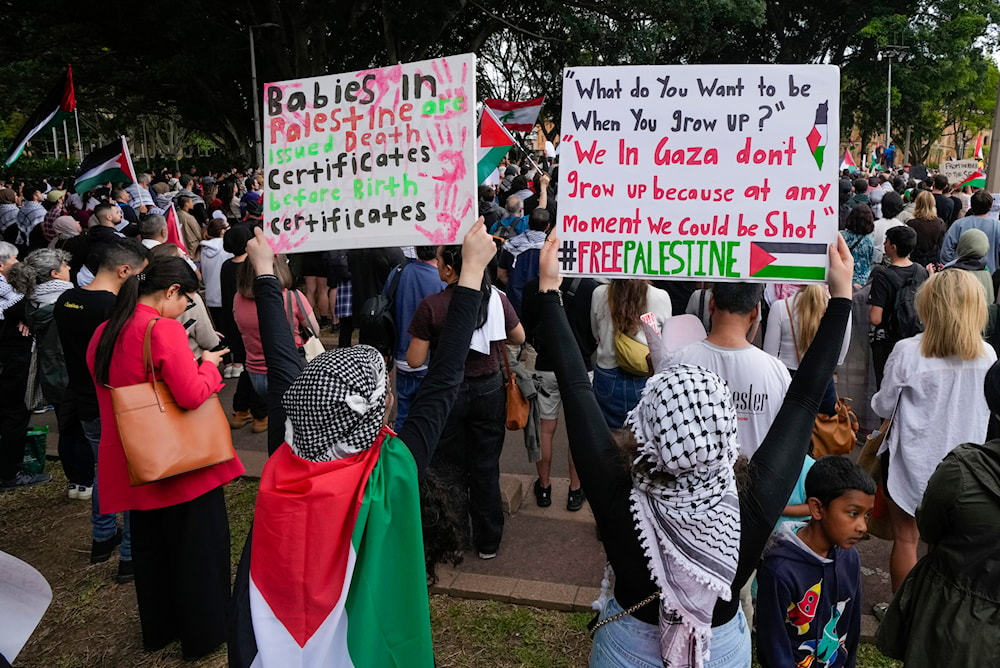 Protesters gather during a pro-Palestinian rally in Sydney, Australia, Saturday, Nov. 4, 2023. (AP)