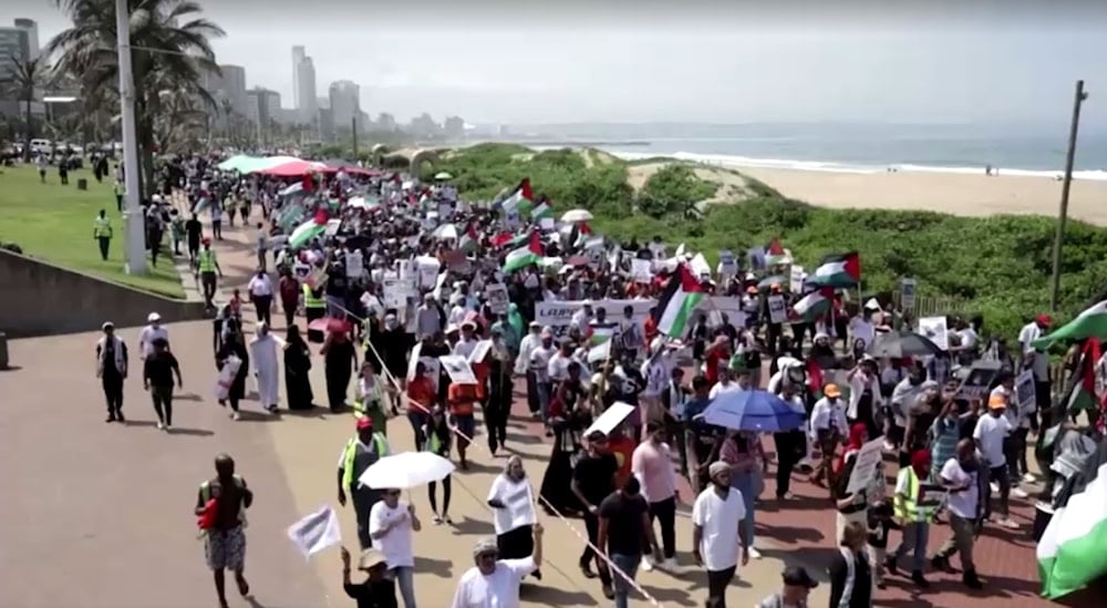 Pro-Palestinian protestors march on Durban beachfront