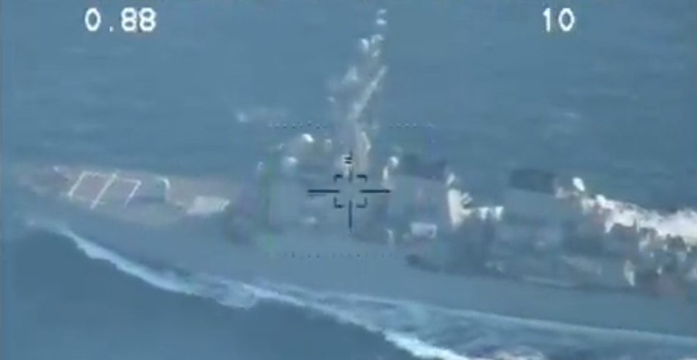 Snapshot of the IRGC's footage of the aircraft carrier (Tasnim news agency)