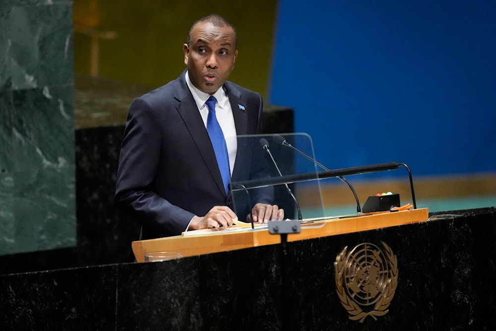 Somalia's Prime Minister Hamza Abdi Barre addresses the 78th session of the United Nations General Assembly, Saturday, Sept. 23, 2023 at United Nations headquarters. (AP)