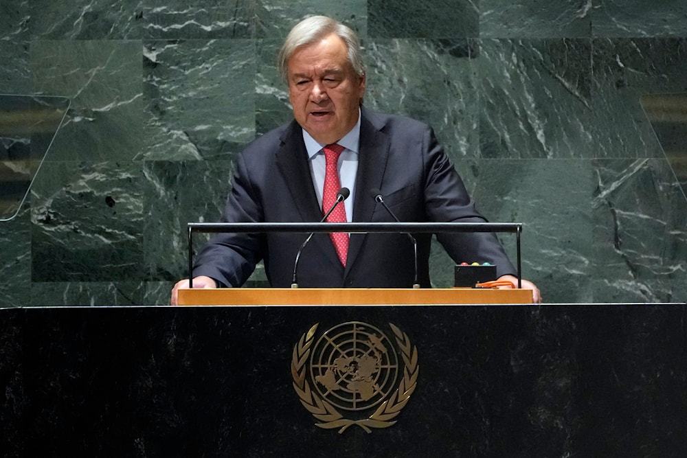 UN Secretary General Antonio Guterres addresses the 78th session of the United Nations General Assembly, Sept. 19, 2023 (AP)