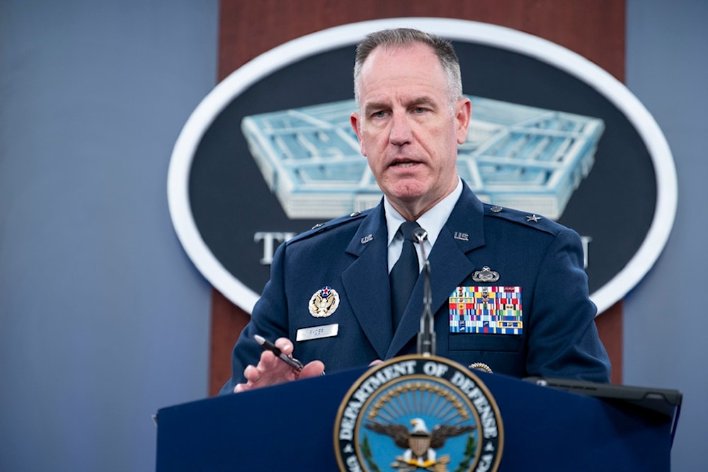 Pentagon spokesman Air Force Brig. Gen. Patrick Ryder speaks at the Pentagon October 26, 2023, in Washington, DC (AP)