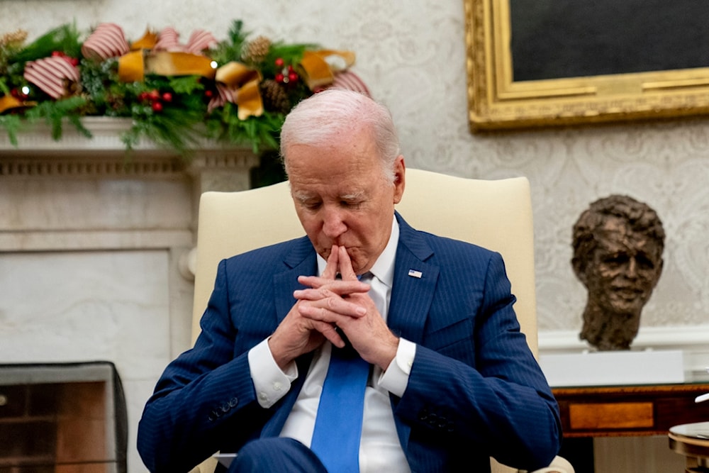 President Joe Biden pauses while speaking as he meets with Angola's President Joao Manuel Goncalves Lourenco in the Oval office of the White House, Thursday, Nov. 30, 2023, in Washington. (AP)