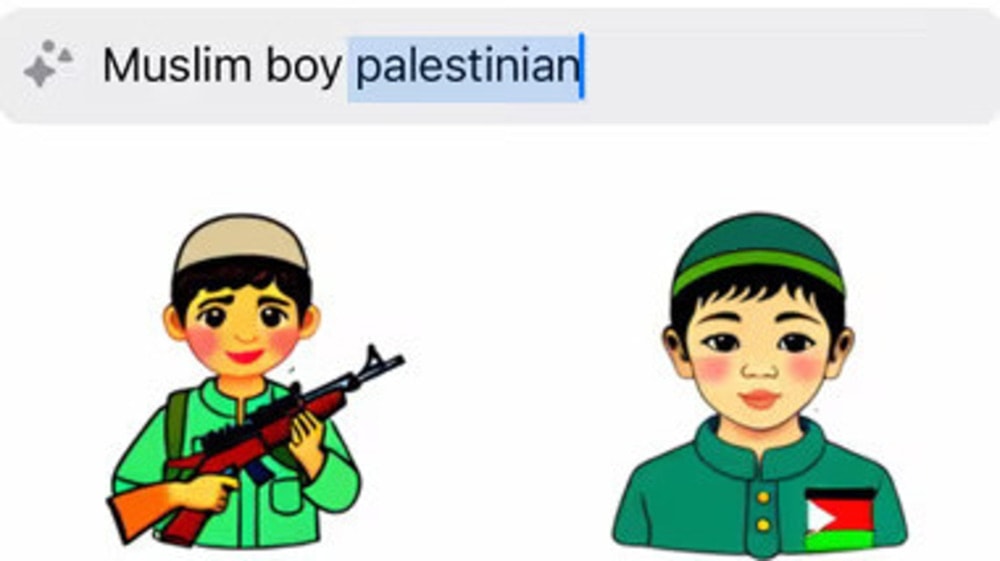 An example of the images generated when using the prompt 'Muslim boy Palestinians' on Whatsapp's new feature. 