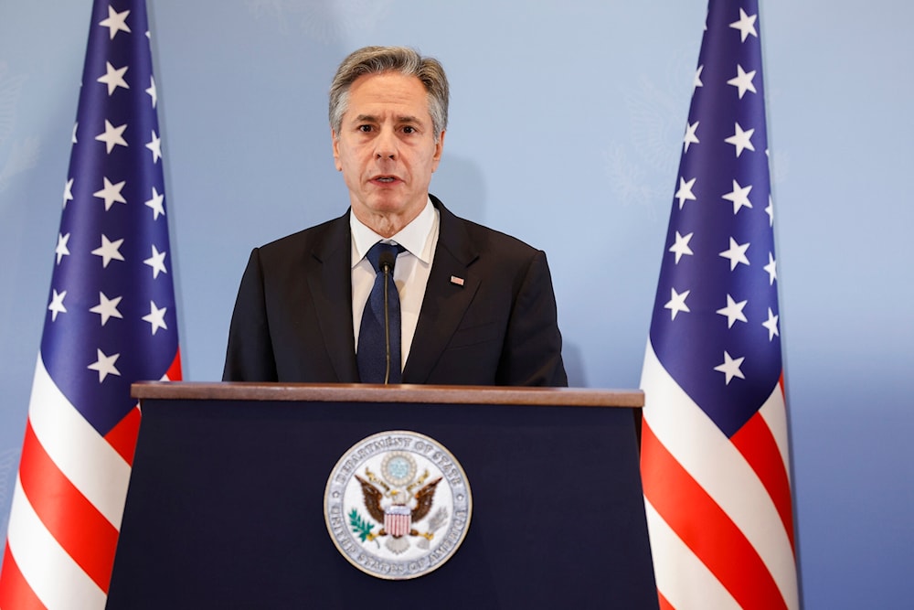 US Secretary of State Antony Blinken speaks to the media during a press conference, in 