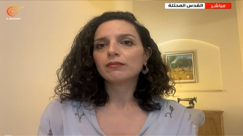 A screen grab of Al Mayadeen's correspondent in occupied Jerusalem, Hanaa Mahameed (Al Mayadeen).