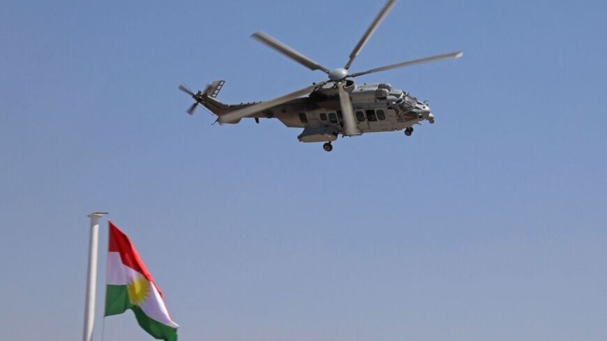 A US helicopter flies over Erbil airport the Iraqi province of Kurdistan -undated- (AP)