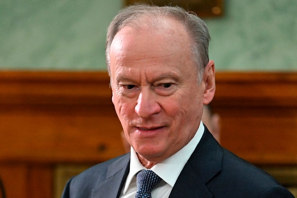 Secretary of the Security Council of the Russian Federation Nikolai Patrushev speaks to the media after a meeting of the Prosecutor General's Office Board with Russian President Vladimir Putin in Moscow, Russia, Wednesday, March 15, 2023. (AP)