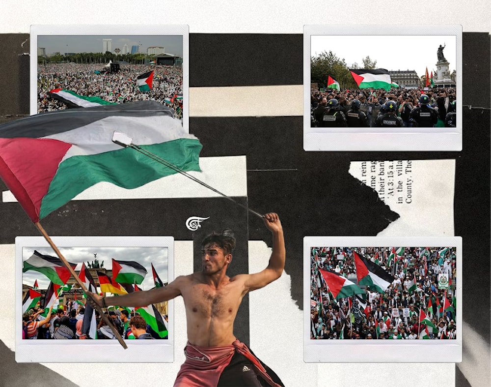 Their support for the Palestinians and their stance against injustice, cruelty, and genocide is, in itself, an expression of who they are and a testimony to their humanity and ethical values. (Al Mayadeen English; Illustrated by Arwa Makki)