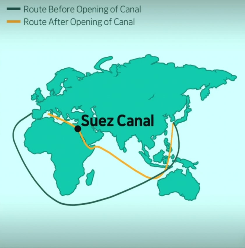 How the opening of Egypt’s Suez Canal revolutionized world trade and cut shipping time and costs