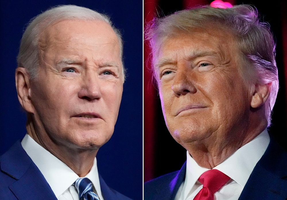 In this combination of photos, President Joe Biden speaks on Aug. 10, 2023, in Salt Lake City, left, and former President Donald Trump speaks on July 8, 2023, in Las Vegas. (AP)