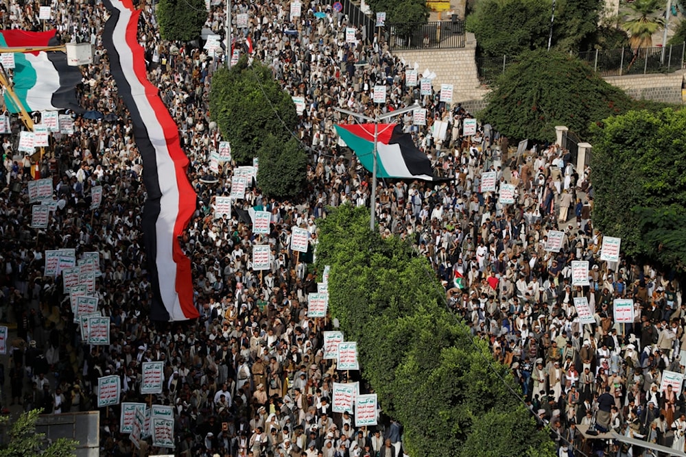 Protesters rally for Gaza. Sanaa, Yemen, July 4, 2023. (AP Photo/Osamah Abdulrahman)