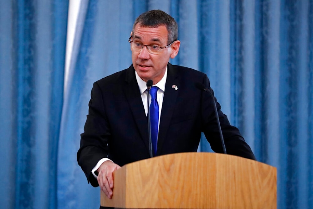 Mark Regev delivers a speech at the annual Holocaust Memorial Commemoration event on jan. 23, 2019 (AP)