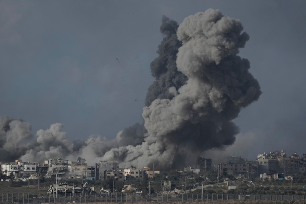 Smoke rises from the Gaza Strip after Israeli strikes on Saturday, Dec. 9, 2023. (AP)