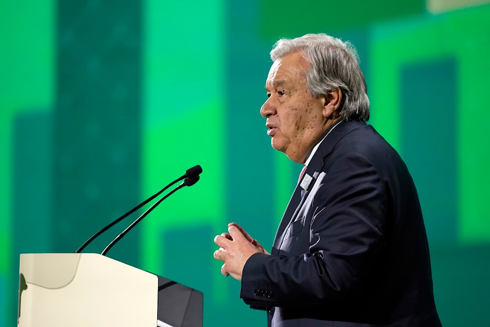 United Nations Secretary-General Antonio Guterres speaks during a session at the COP28 U.N. Climate Summit, Friday, Dec. 1, 2023, in Dubai, United Arab Emirates. (AP)