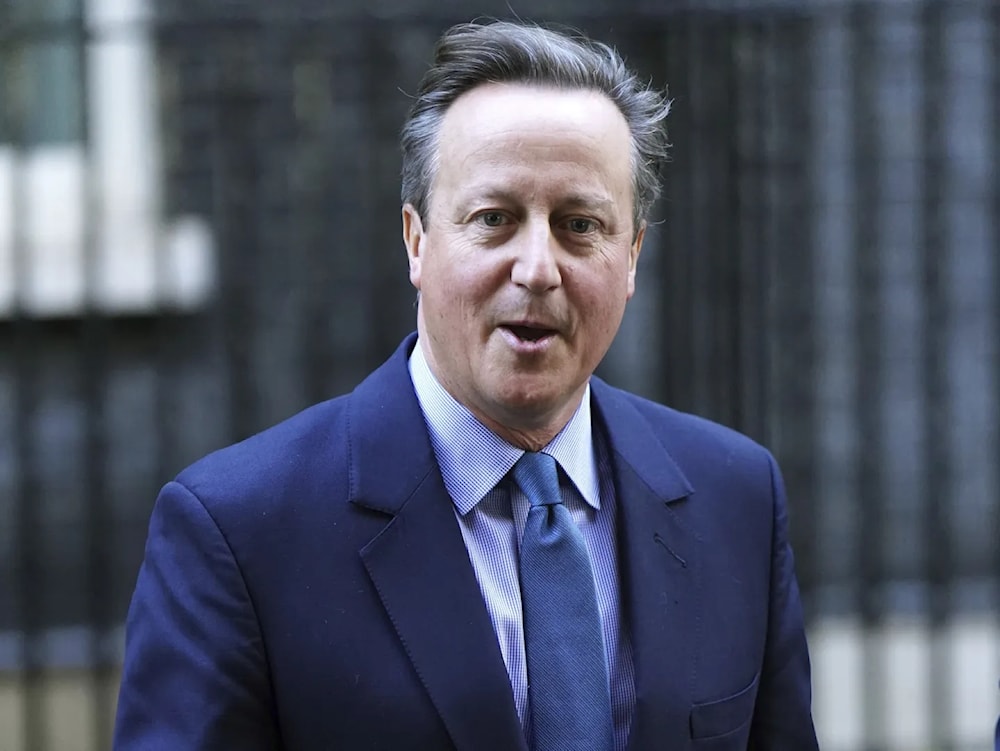 Britain foreign secretary David Cameron leaves Downing Street on November 13, 2023. (AP)