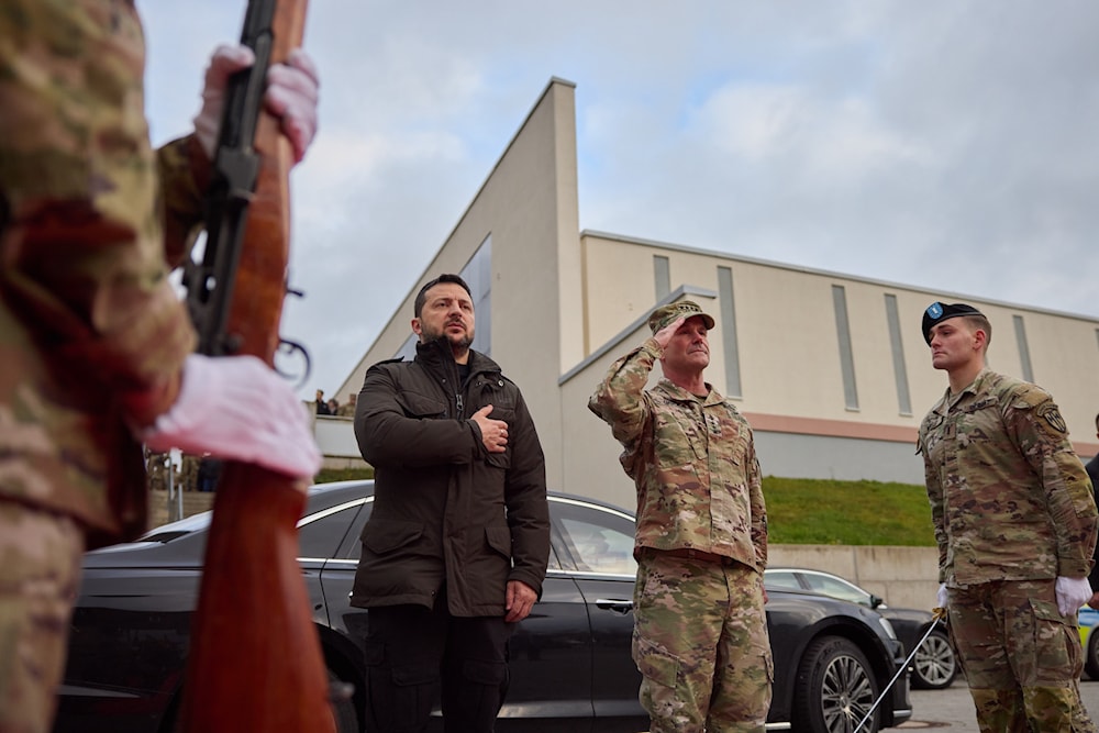 Ukrainian President Volodymyr Zelensky at the U.S. Army Command in Europe, based in Wiesbaden, Germany. (X/VolodymyrZelenskyy)