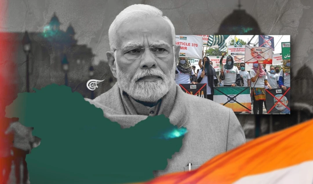 The verdict not only disappointed locals but also pro-India politicians in the region, who urged people to prepare for a prolonged battle to reclaim their "rights politically and peacefully." (Al Mayadeen English; Illustrated by Zeinab El-Hajj)