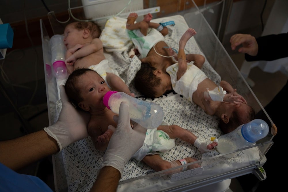 Medics prepare premature babies for transport to Egypt after they were evacuated from Shifa Hospital in Gaza City to a hospital further south in Rafah, on Nov. 20, 2023. (AP)