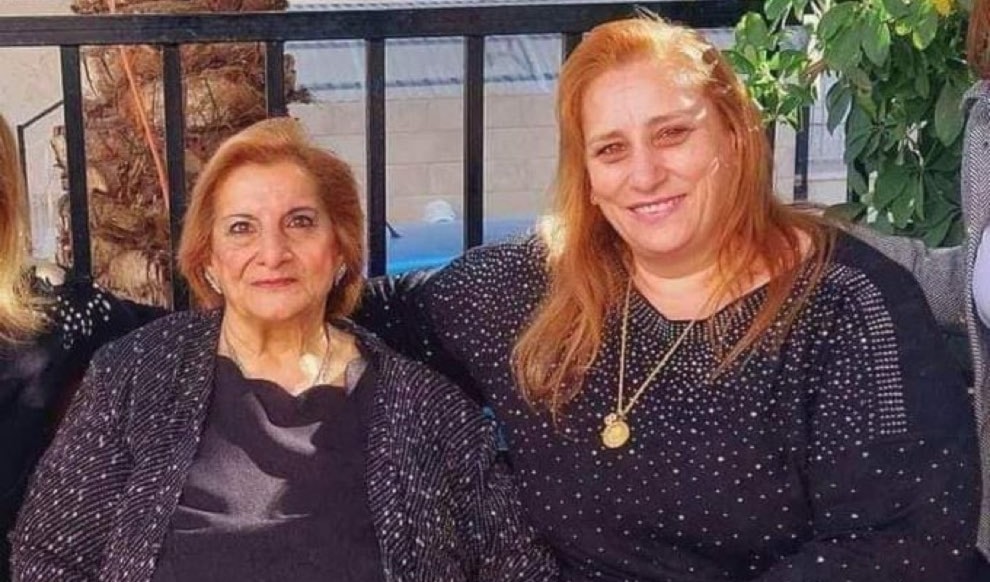 An image showing the two Christian Palestinians that were martyred by IOF fire earlier today at the Holy Family Parish in the Gaza Strip, Naheda Anton and her daughter Samar Anton. (Social media)