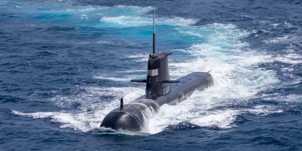 Royal Australian Navy Collins-class submarine HMAS Rankin north of Darwin during an exercise, September 5, 2021. (Royal Australian Navy)